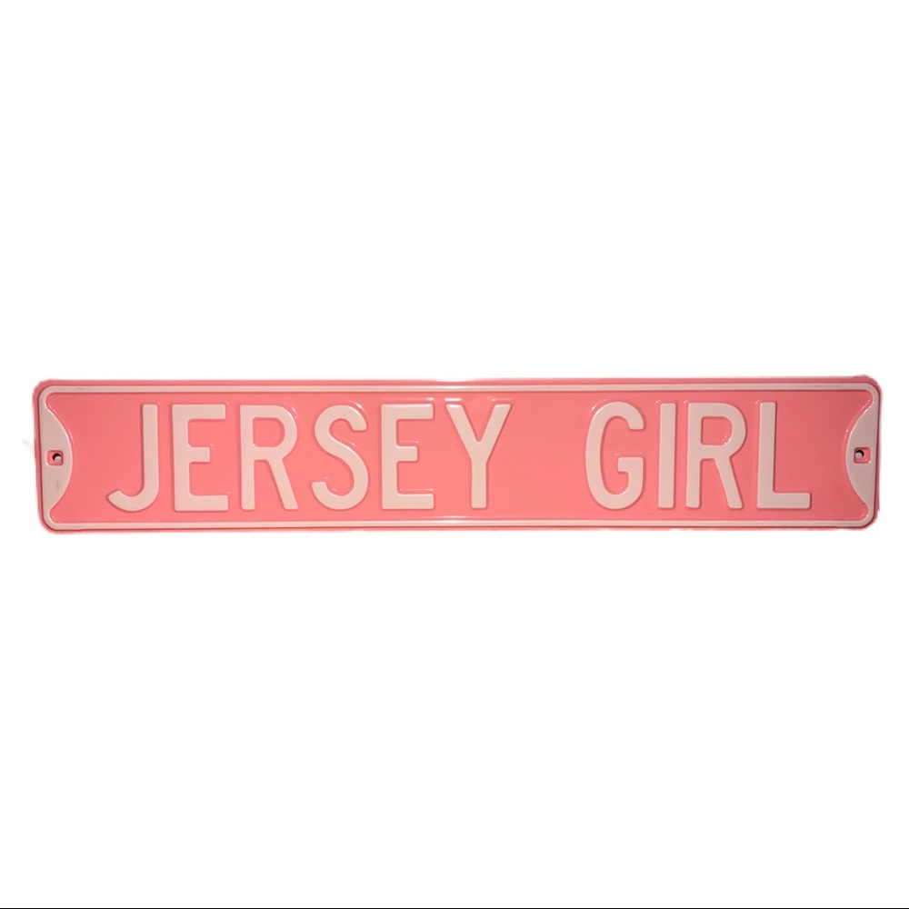 Pink & White Jersey Girl Metal Street Sign